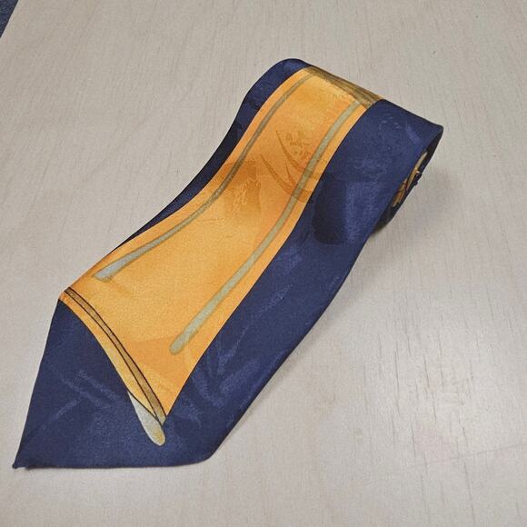 Retro Dimoda Hand Made Imported Peacock 100% Silk Tie clarinet Instrument Italy - Picture 2 of 5